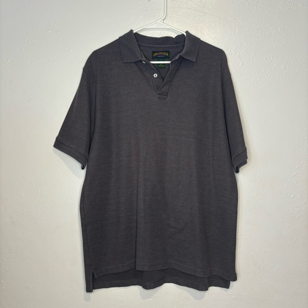 Men’s‎ Charcoal Gray Polo Collared Shirt Sz L Cambridge Classics Work School